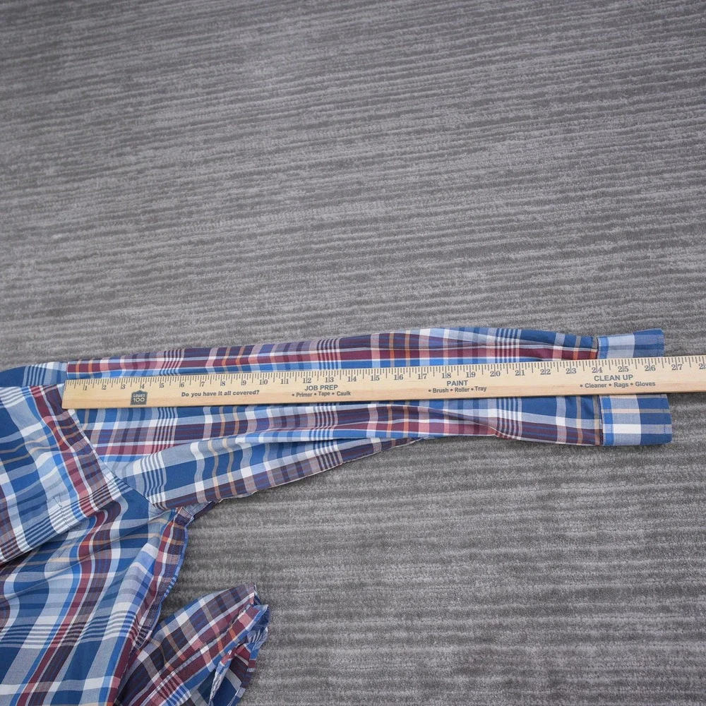 Banana Republic Mens XL Blue Red Plaid Stretch‎ Soft Wash Standard Fit Shirt